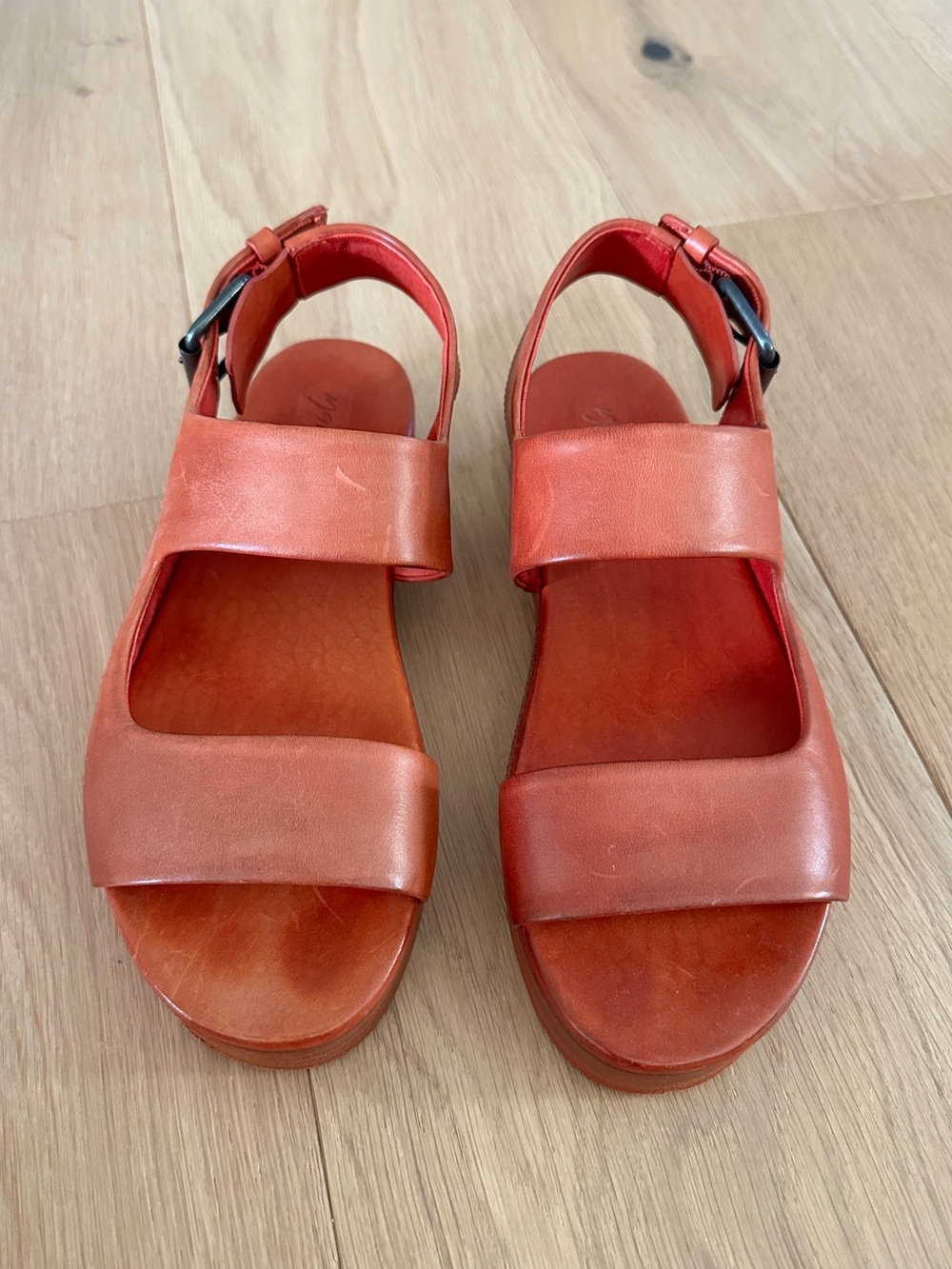 Vintage Marsèll Slingback Leather Sandals in Coral Red size 35.5